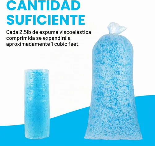 Vista 2 de DR.DUDU Espuma de relleno para puf de 2.5 libras, relleno de espuma viscoelástica de gel triturado, espuma de relleno de almohada premium suave