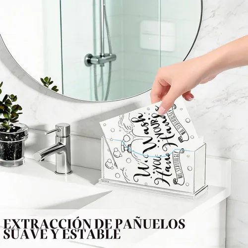 Vista 7 de Servilletero para toallas de invitados para baño, transparente, impermeable, vertical, desechable, servilletas, bandeja para toalla de mano, bandeja