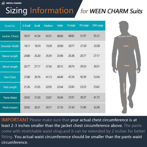 Vista 3 de WEEN CHARM - Traje de 2 botones para hombre (3 piezas)