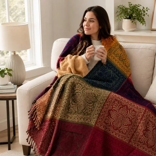 Vista 3 de amorus Boho Sofa Cover, Throw Blankets for Couch (M, 60x75 Inches)