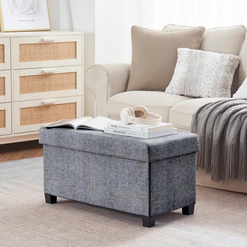 Vista 7 de Ornavo Home Banco otomano de almacenamiento grande de 30 pulgadas con patas Gris