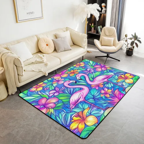 Vista 28 de Feelyou Alfombra de área con diseño de rosas de 3 x 5 para niños, con flores de Buterfly y luna, alfombra decorativa para dormitorio, niños, niñas