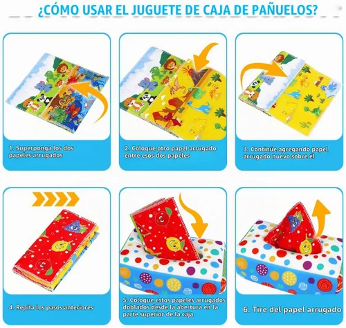 Vista 5 de Juguetes para bebés de 6 a 12 meses: Caja de pañuelos para bebés Colorido