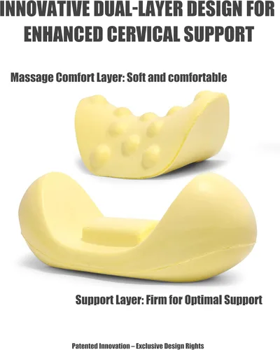 Vista 2 de Bespilow Almohada Cervical de Rollo de Cuello de Doble Capa Patentada - Parte Superior Cómoda + Base de Espuma Viscoelástica Firme, Soporte
