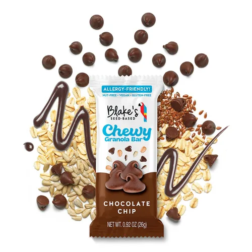 Vista 7 de Blake's Seed Based Barras de granola masticables, con chispas de chocolate (5 unidades), veganas, sin gluten, sin nueces y sin lácteos, aperitivos