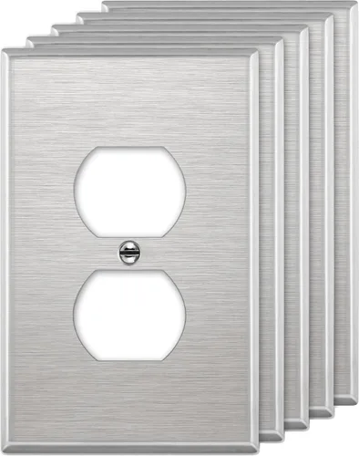 Vista 31 de LIDER Placa de pared de metal para receptáculo dúplex, cubierta de salida de acero inoxidable, resistente a la corrosión, tamaño mediano de 1