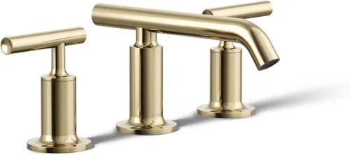 Vista 28 de KOHLER K-14408-4-AF Purist - Grifo para lavabo de baño, 3 agujeros, manijas de palanca alta generalizadas y boquilla de cuello de cisne alto, 1.2