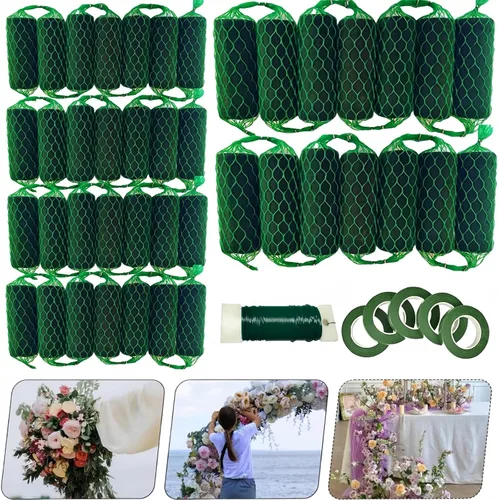 Vista 9 de Juego de 14 piezas de guirnalda de espuma floral de 9.2 pies, kit de bloques de esponja, soporte de flores de absorción para arco de puerta