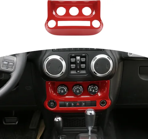 Vista 11 de RT-TCZ Para Jeep JK Negro Dash Console A/C Controles Cubierta Trim Panel para Jeep Wrangler JK JKU 2011-2017 ABS Interior Accesorios 1pc