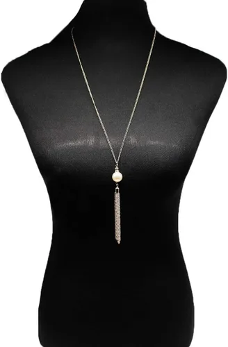 Vista 2 de Juego de 3 collares largos con colgante para mujer, diseño de nudo, disco, círculo, borla