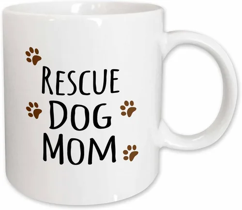 Vista 9 de 3dRose Rescue Dog Mom - Taza de 11 onzas, color negro