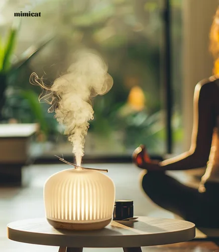Vista 6 de mimicat Difusor de Aromaterapia Silencioso de Vidrio: 230ML Ultrasónico de Niebla Fría con Aroma para el Hogar con Luz Nocturna - Estético