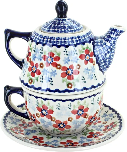 Vista 6 de Blue Rose Polish Pottery Blue Butterfly Tea para uno