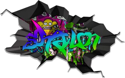 Vista 8 de Calcomanía de pared con nombre personalizado, graffiti 3D Arte personalizado vinilo decorativo adhesivo Removible Despegar y pegar Borde