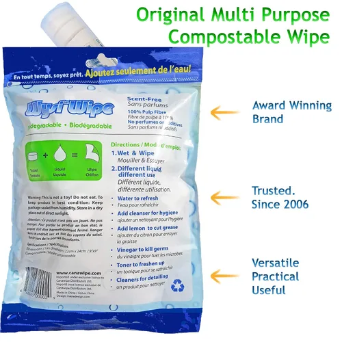 Vista 6 de Wysi - Toallitas expansibles multiusos, para cualquier momento Solo tienes que añadir agua.
