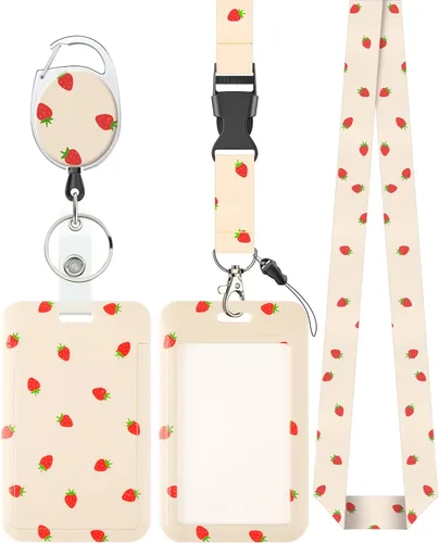 Vista 32 de Uniclife Porta credenciales deslizante floral con carrete retráctil y mosquetón con clip para cordón desmontable, protector de tarjeta vertical