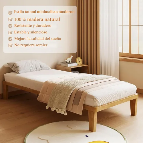 Vista 4 de IOTXY - Marco de cama de plataforma individual XL, base de colchón de madera maciza de 12 pulgadas