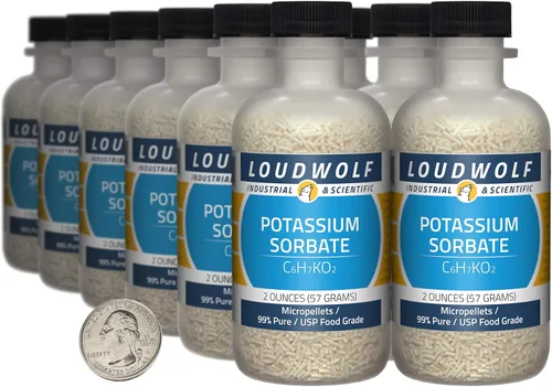 Vista 7 de Sorbato de potasio / botella de 0.5 onzas / 99% puro USP grado alimenticio/micropellets