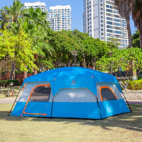 Vista 8 de KTT Extra Large Tent 10-12-14 Person(Style-B),Family Cabin Tents,2 Rooms,3 Doors and 3 Windows with Mesh,Straight Wall,Waterproof,Double Layer,Big