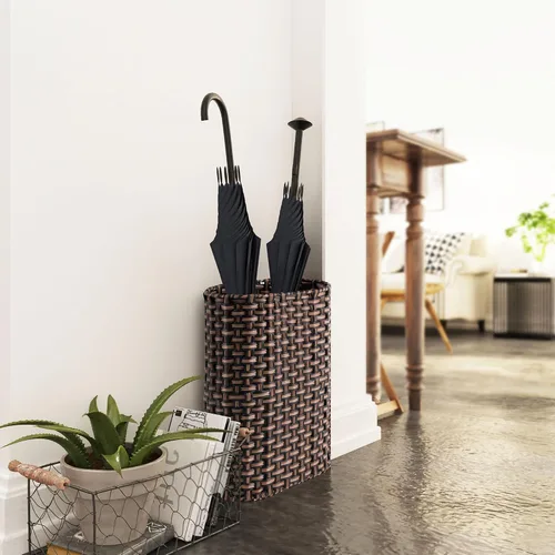 Vista 3 de PEMAR Soporte de mimbre para paraguas para interiores y exteriores, decorativo tejido a mano para el hogar, entrada, rústico, granja, multiusos