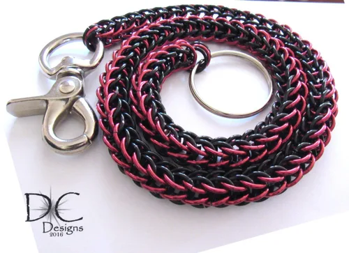 Vista 4 de Red and Black Wallet Chain, Chainmail Wallet Chain, Handmade Wallet Chain, Various Colors to Choose From