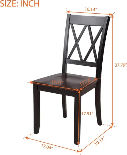 Vista 5 de Juego de mesa de comedor de 5 piezas para 4 personas, mesa rectangular y 4 sillas para cocina, comedor, familia y apartamento, patas de madera