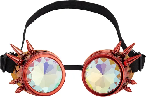 Vista 82 de Gafas caleidoscopio para raves trippy psicodélico steampunk con lentes de cristal de difracción de prisma arcoíris