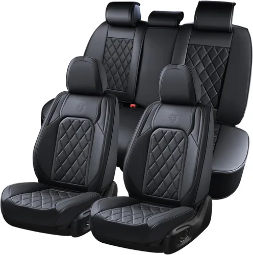 Vista 13 de Coverado Fundas de Asientos Delanteros, Funda de Asiento de Cuero Sintético de Lujo Impermeable, Protector de Asiento de Coche Beige, Funda