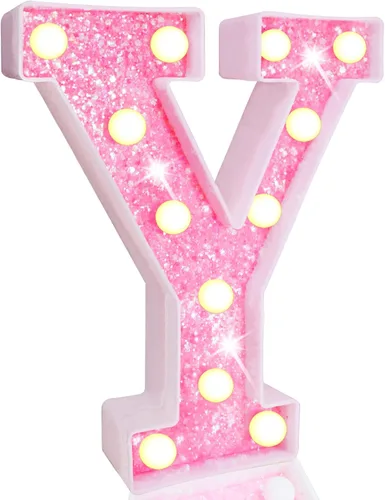 Vista 56 de Pooqla Luces de números de marquesina, números de luz rosa para niñas de 10.º cumpleaños, funciona con pilas, luz nocturna de número con purpurina