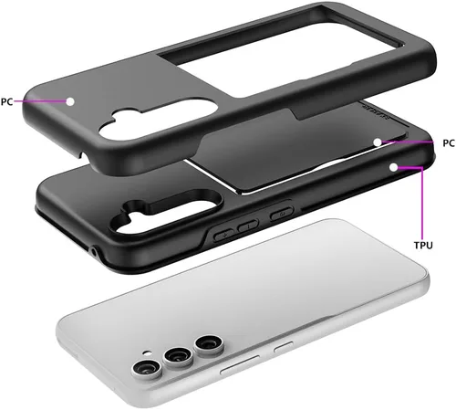 Vista 7 de Funda para Samsung Galaxy S25 con tarjetero, ranura para tarjeta de crédito Funda protectora tipo cartera - Negro