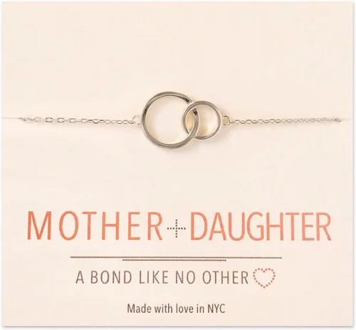 Vista 8 de A+O Regalos para mamá, regalo para madre e hija, collar de círculo entrelazado o pulsera