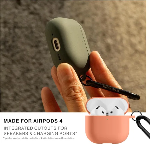 Vista 3 de Native Union Funda activa para AirPods 4 y AirPods 4 con cancelación activa de ruido, funda de silicona mate suave y sedosa con clip para fijar