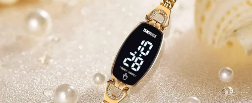 Vista 7 de GOSASA Reloj electrónico de lujo para mujer, con pantalla táctil LED, relojes digitales para damas, cuarto de galón, impermeable, elegante