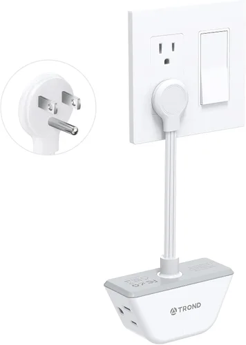 Vista 13 de TROND Extensor de salida con USB, divisor de pared con 2 tomas AC, 3 puertos USB, adaptador de enchufe de pared de diseño de 3 lados, elementos