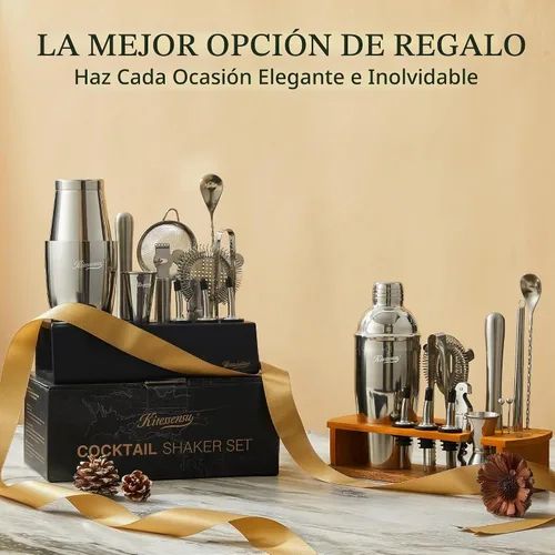 Vista 7 de KITESSENSU Boston Shaker Set Mixology Bartender Kit Kit de coctelera premium con soporte Accesorios profesionales para herramientas de bar