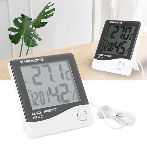 Vista 7 de Termómetro higrómetro para interiores y exteriores, temperatura digital, pantalla LCD, medidor de humedad, medidor de humedad, herramientas