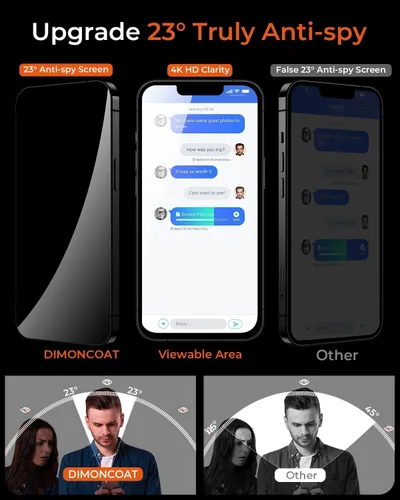 Vista 3 de DIMONCOAT Paquete de 4 protectores de pantalla de privacidad compatibles con iPhone 13 [Kit de alineación automática] [Protección militar 10X]