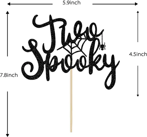 Vista 4 de Decoración para tartas espeluznantes, decoración para pastel de segundo cumpleaños de Halloween, dos decoraciones espeluznantes de cumpleaños