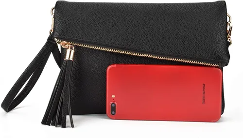 Vista 7 de Jiaruo Bolso cruzado de cuero pequeño con borla para mujer