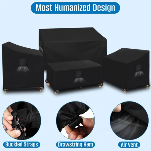 Vista 3 de SIRUITON - Funda impermeable para muebles de exterior, 4 piezas Fundas para muebles de patio, fundas para muebles de patio, 210D, tela resistente