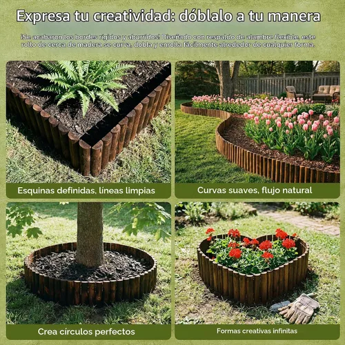 Vista 6 de WORTH Borde de madera para paisajismo, borde flexible para césped de jardín 1-Paquete
