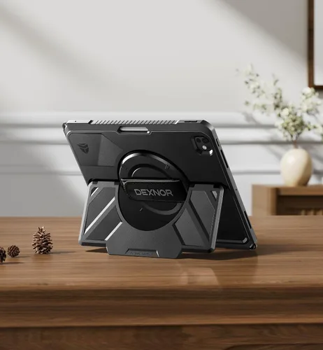 Vista 8 de Dexnor Funda protectora resistente para iPad Pro de 13 pulgadas M4 2024, con correa de mano giratoria de 360°, soporte estable grande, protector