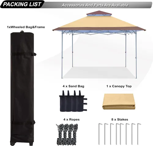 Vista 6 de ABCCANOPY - Tienda de campaña con toldo de 10 x 10 con 4 paredes laterales extraíbles y bolsa enrollable, 4 bolsas de peso y red de 10 pies y media