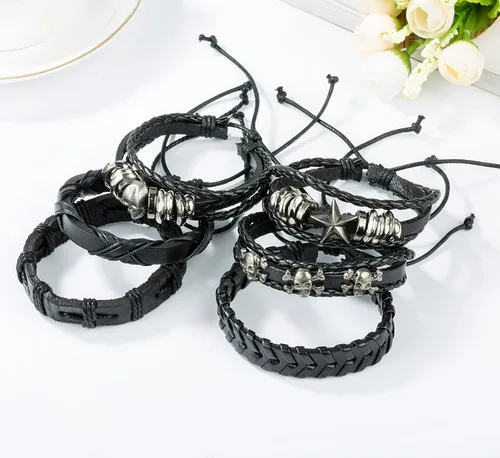 Vista 3 de REVOLIA 5-12 pulseras de cuero trenzado para hombres y mujeres