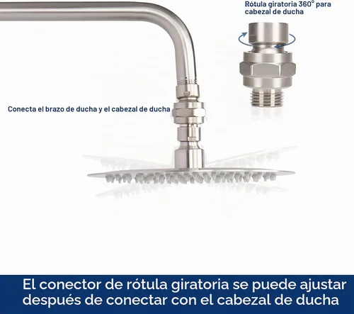 Vista 2 de NearMoon Adaptador de bola giratoria para cabezal de ducha, conector de ducha de latón macizo, junta esférica, componente de extensión universal