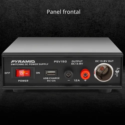 Vista 2 de Pyramid Convertidor universal de fuente de alimentación AC-DC 12V: entrada de CA dual de 115/230V, puerto USB, terminal de tornillo para encendedor