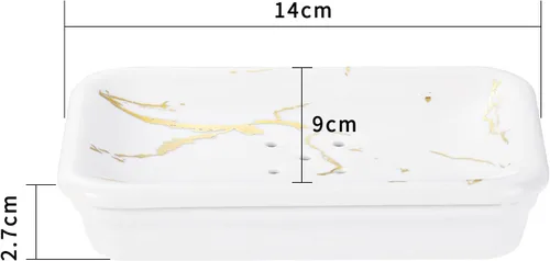 Vista 6 de Shinowa Jabonera de cerámica, soporte doble para jabón con drenaje, jabonera autodrenante de porcelana, soporte para jabón en barra para ducha