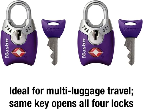 Vista 4 de Master Lock 4689T Cerradura con Llave Aprobada por TSA, Paquete de 2, los Colores Pueden Variar