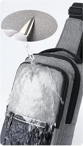 Vista 7 de Small Sling Bag Chest Purse Bag Casual Daypack with Earphone Hole