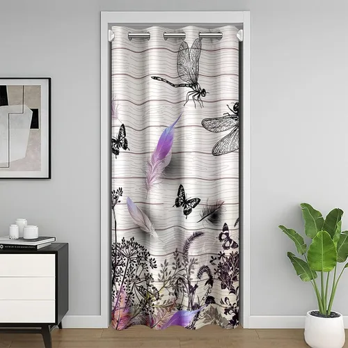Vista 12 de jejeloiu Cortina de puerta de estilo japonés para puerta, privacidad de 42 x 80 pulgadas, tratamiento de ventana japonés Ukiyoe para decoración